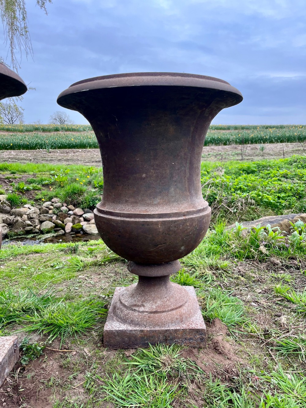 Large pair cast iron garden urns  View IV