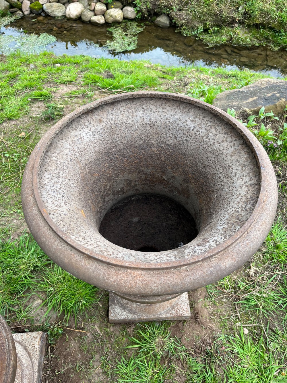 Large pair cast iron garden urns  View VII