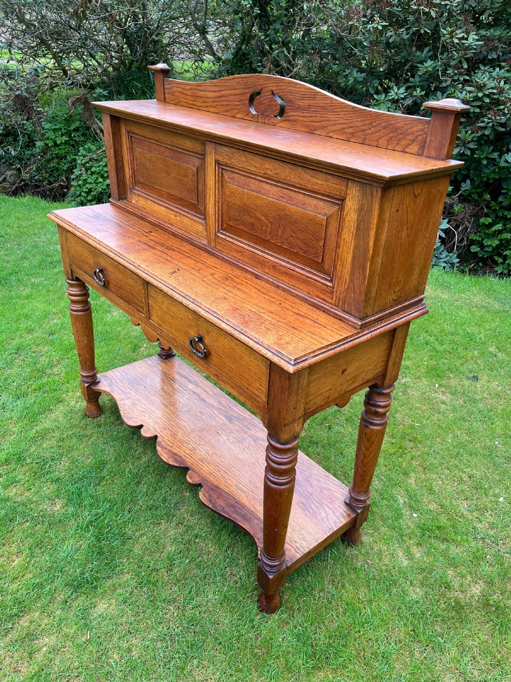 Arts and crafts oak console table View V