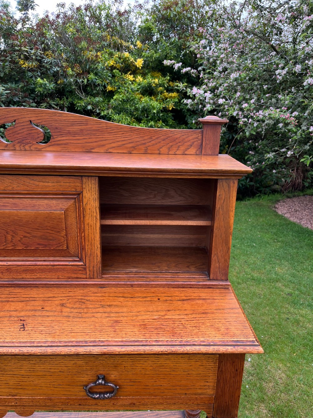 Arts and crafts oak console table View VI
