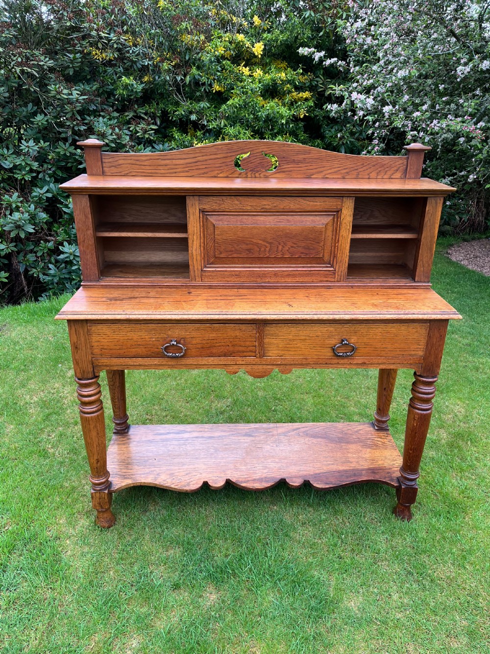 Arts and crafts oak console table View VII