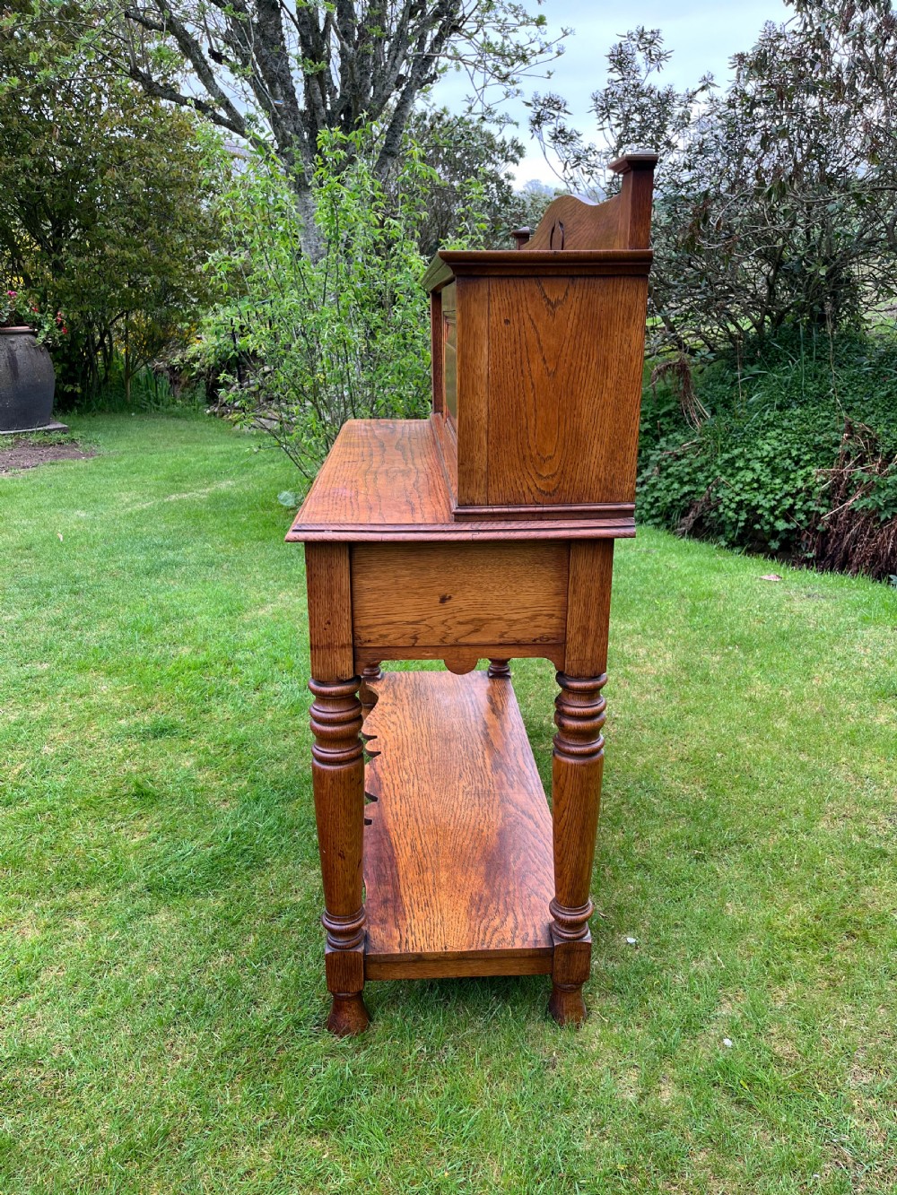 Arts and crafts oak console table View IX