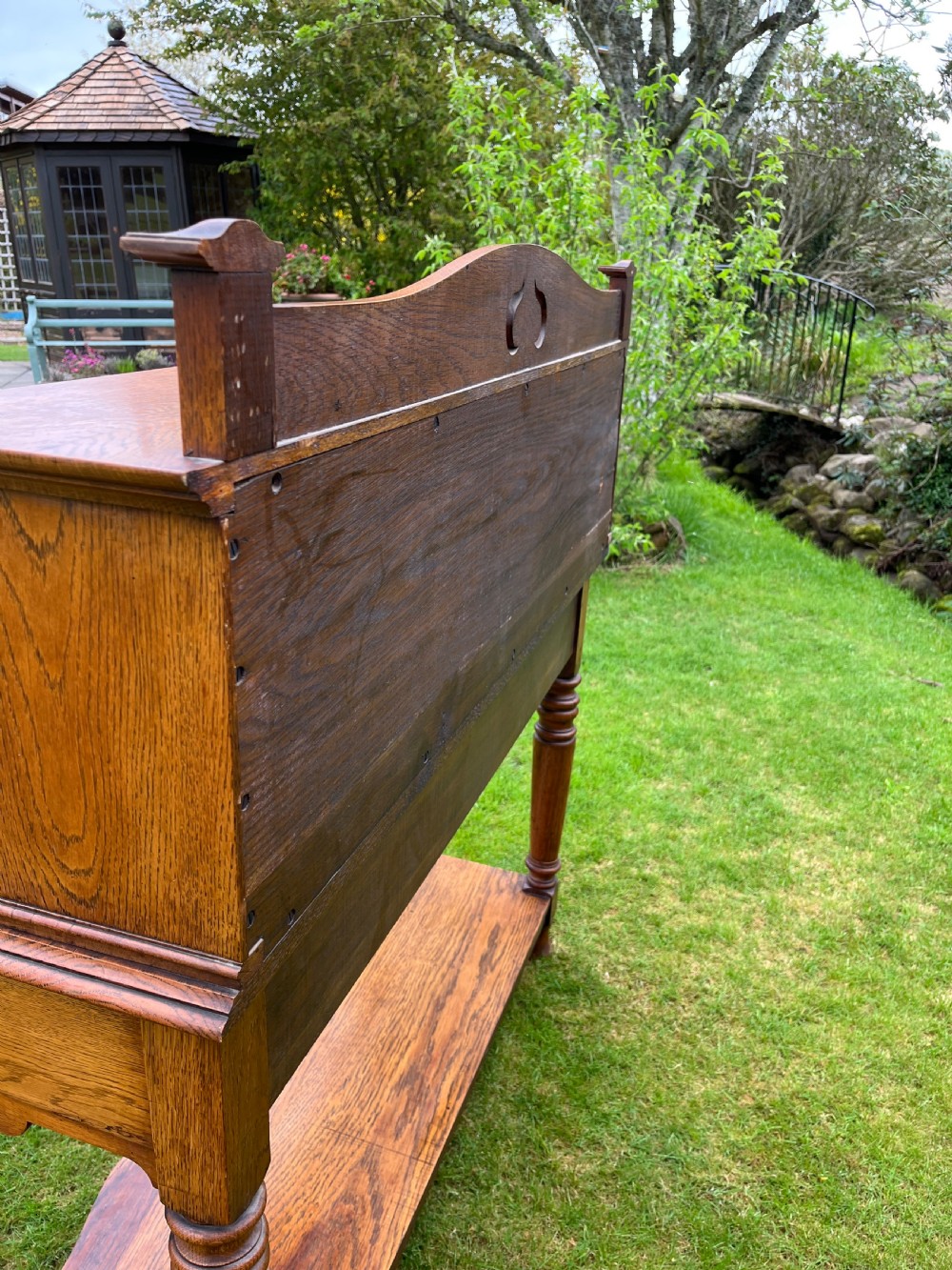 Arts and crafts oak console table View X