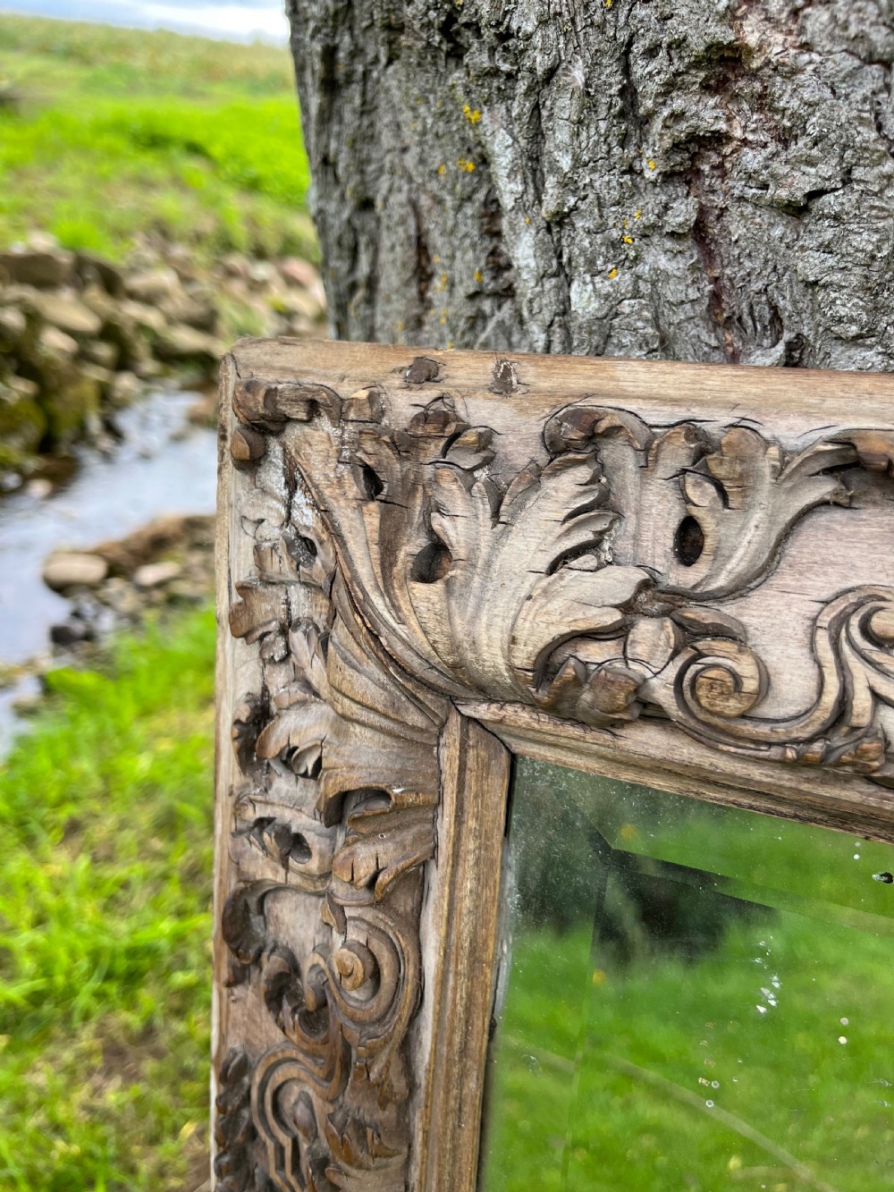 Carved pine wall mirror  View IV