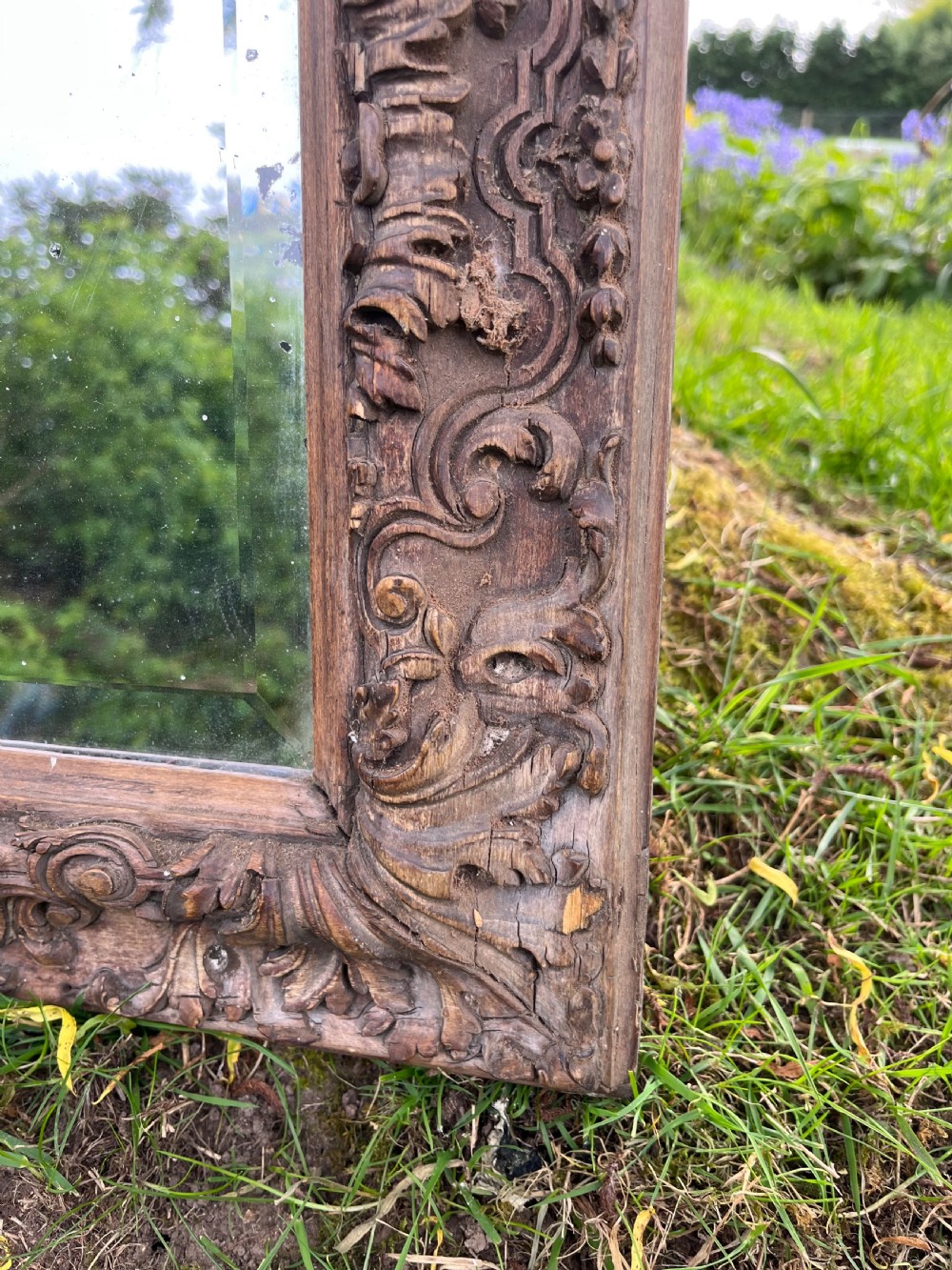 Carved pine wall mirror  View VI