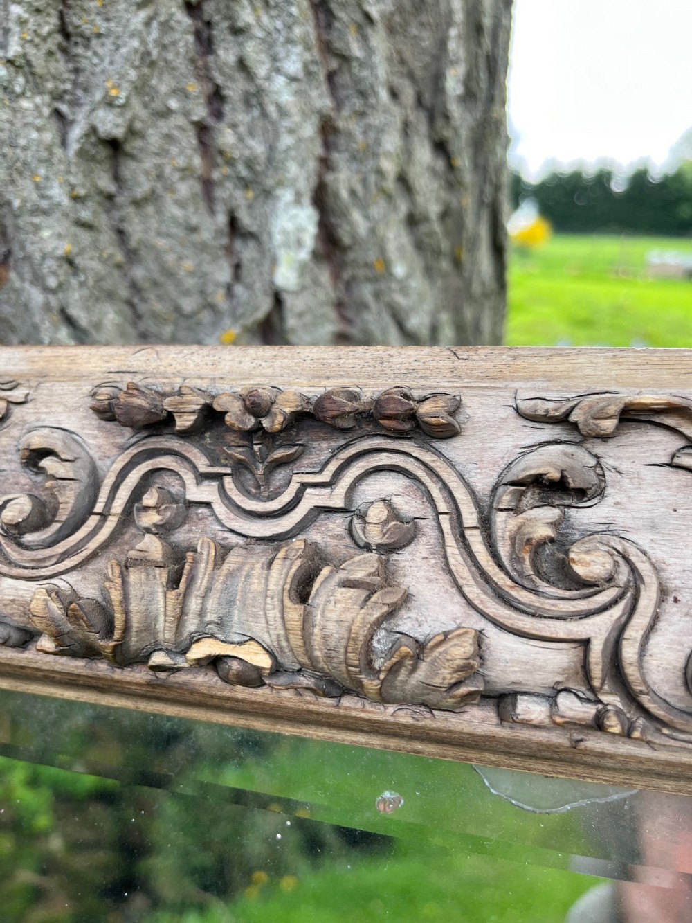 Carved pine wall mirror  View X