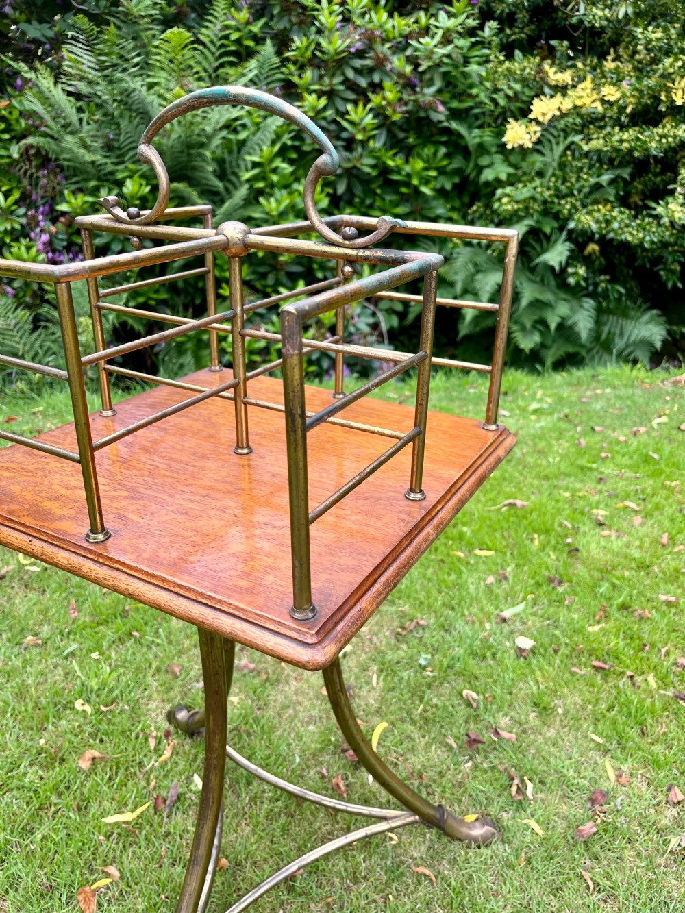 Brass revolving book table View III