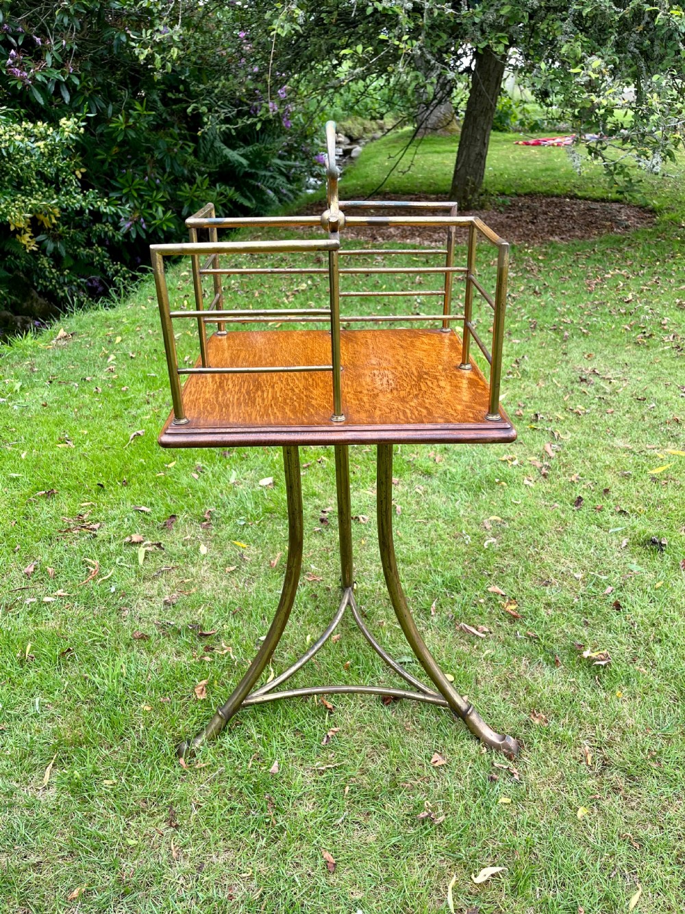 Brass revolving book table View IX