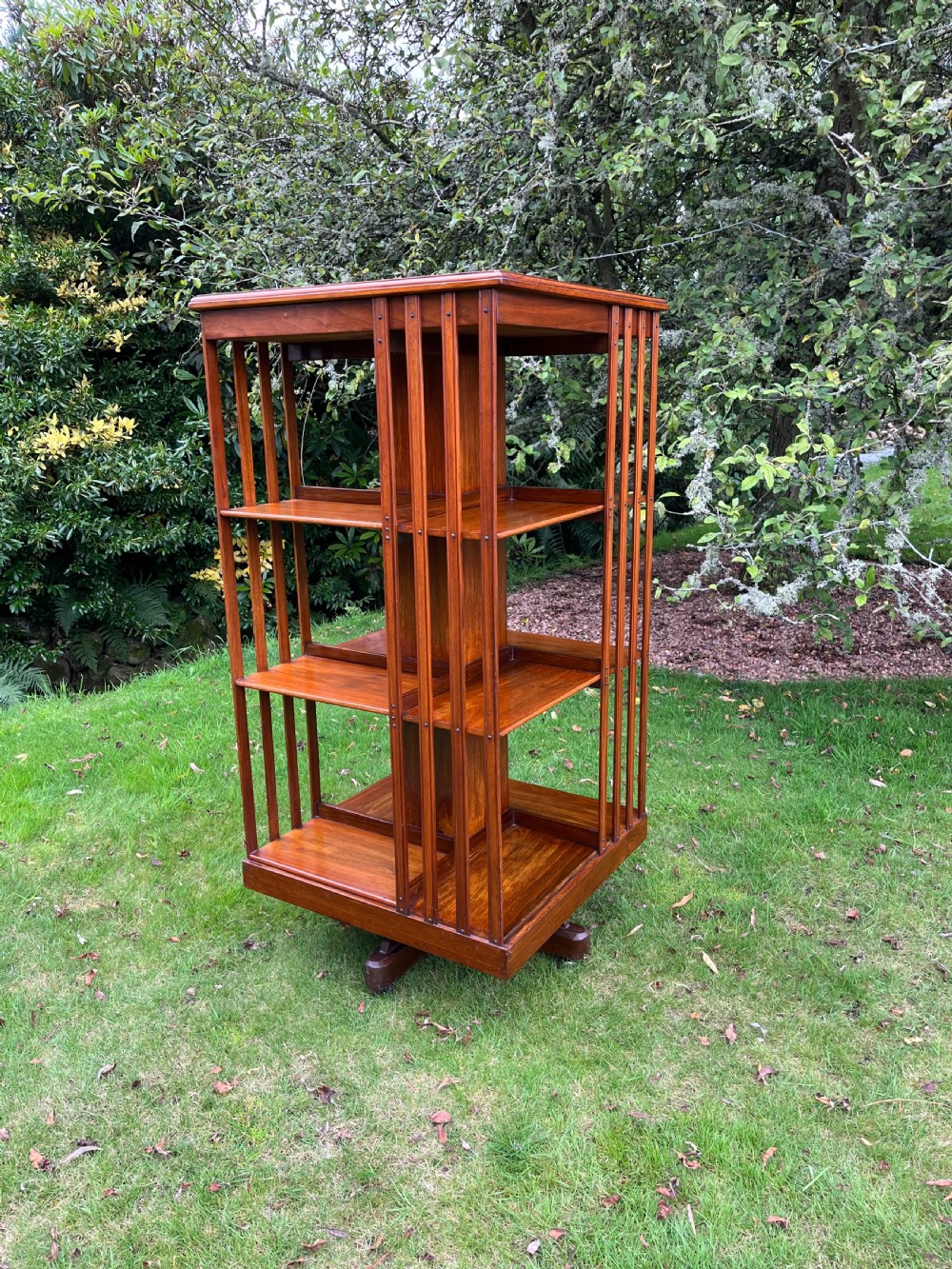 Large walnut revolving bookcase  View II