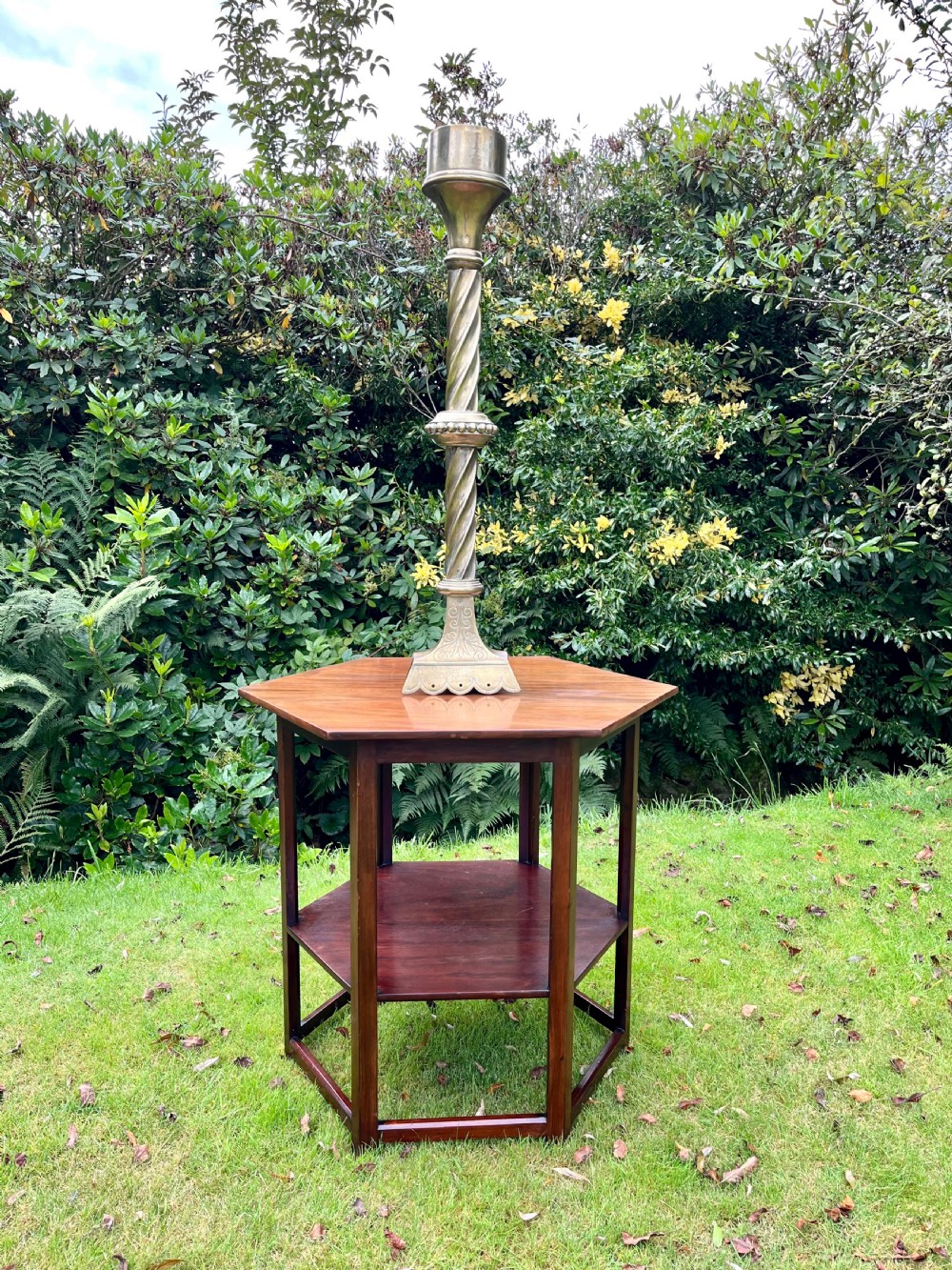 Large brass altar candlestick View II