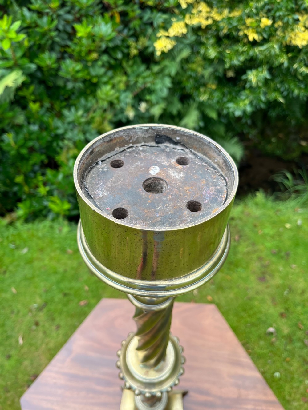 Large brass altar candlestick View VI
