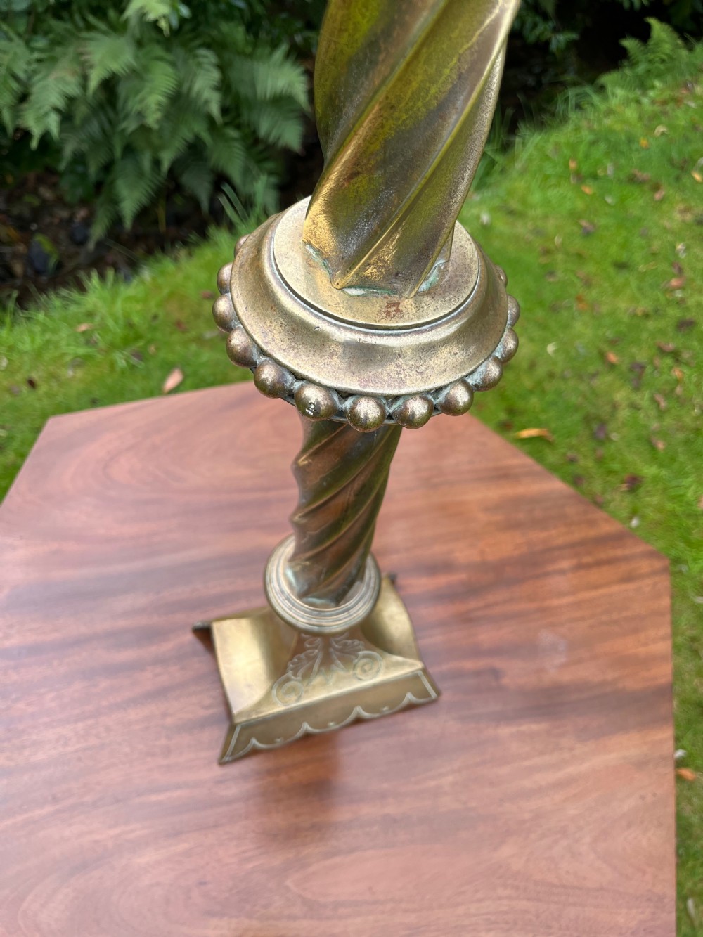 Large brass altar candlestick View IX