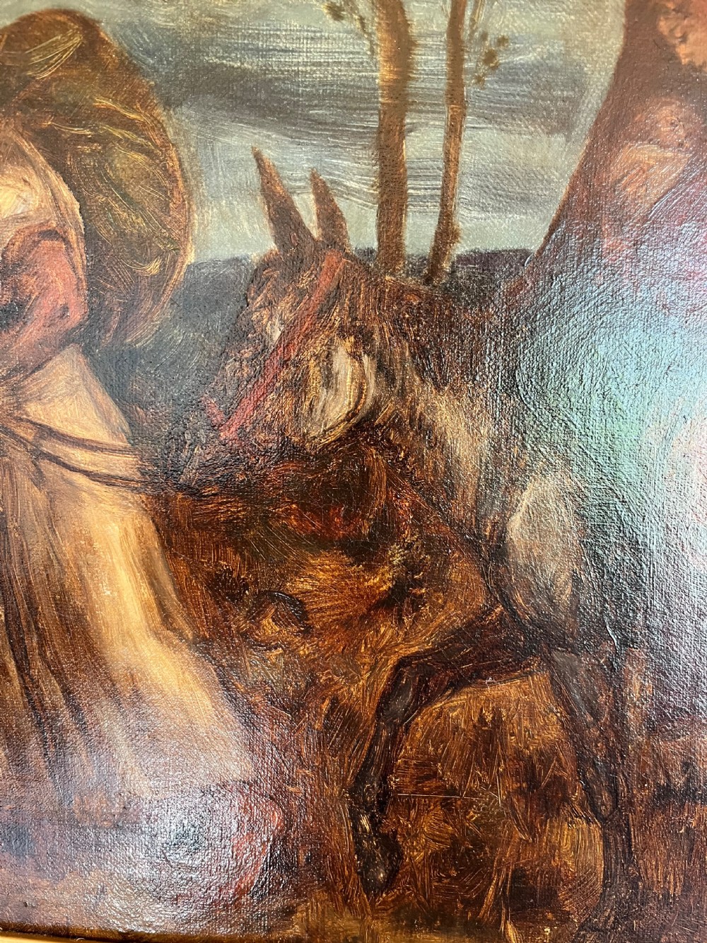 An oil painting depicting a biblical narrative scene, presented inside a deeply moulded gold gilt picture frame. View VII