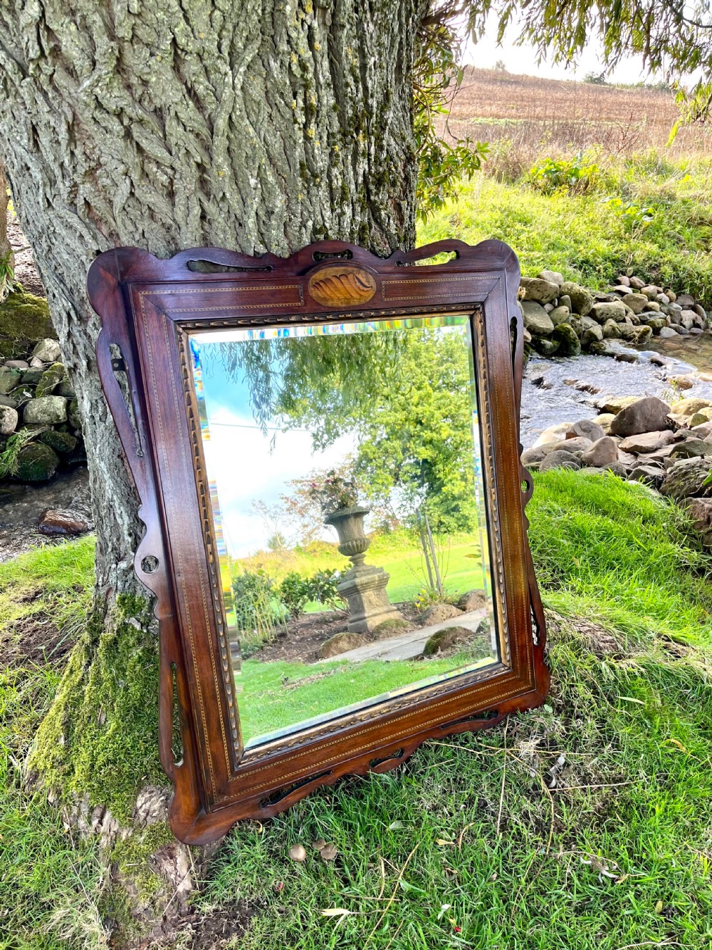 Large mahogany inlaid wall mirror  View III
