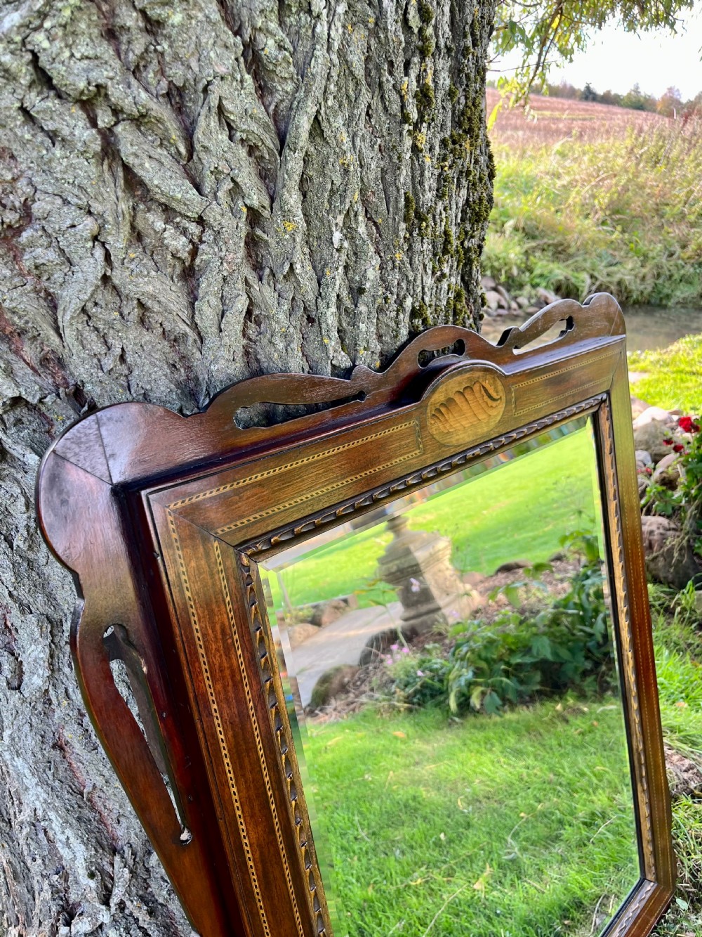 Large mahogany inlaid wall mirror  View IV