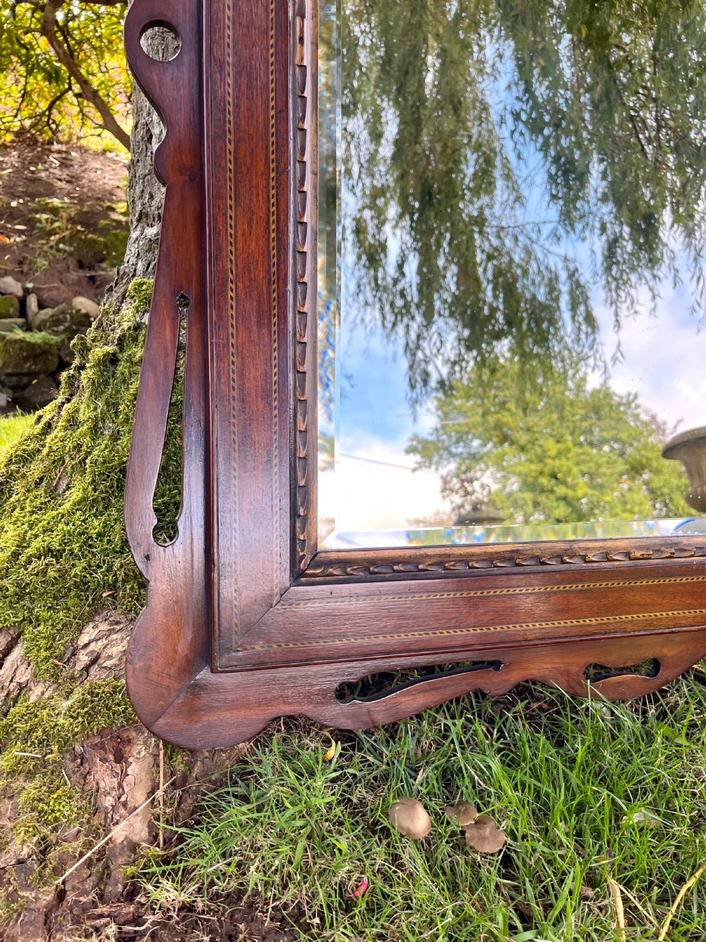 Large mahogany inlaid wall mirror  View XI