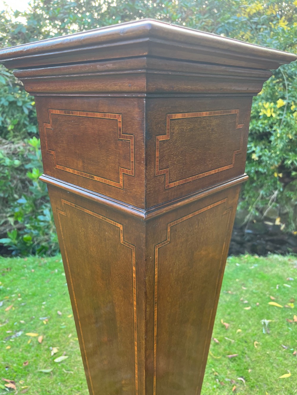 Mahogany inlaid pedestal plant stand View VIII