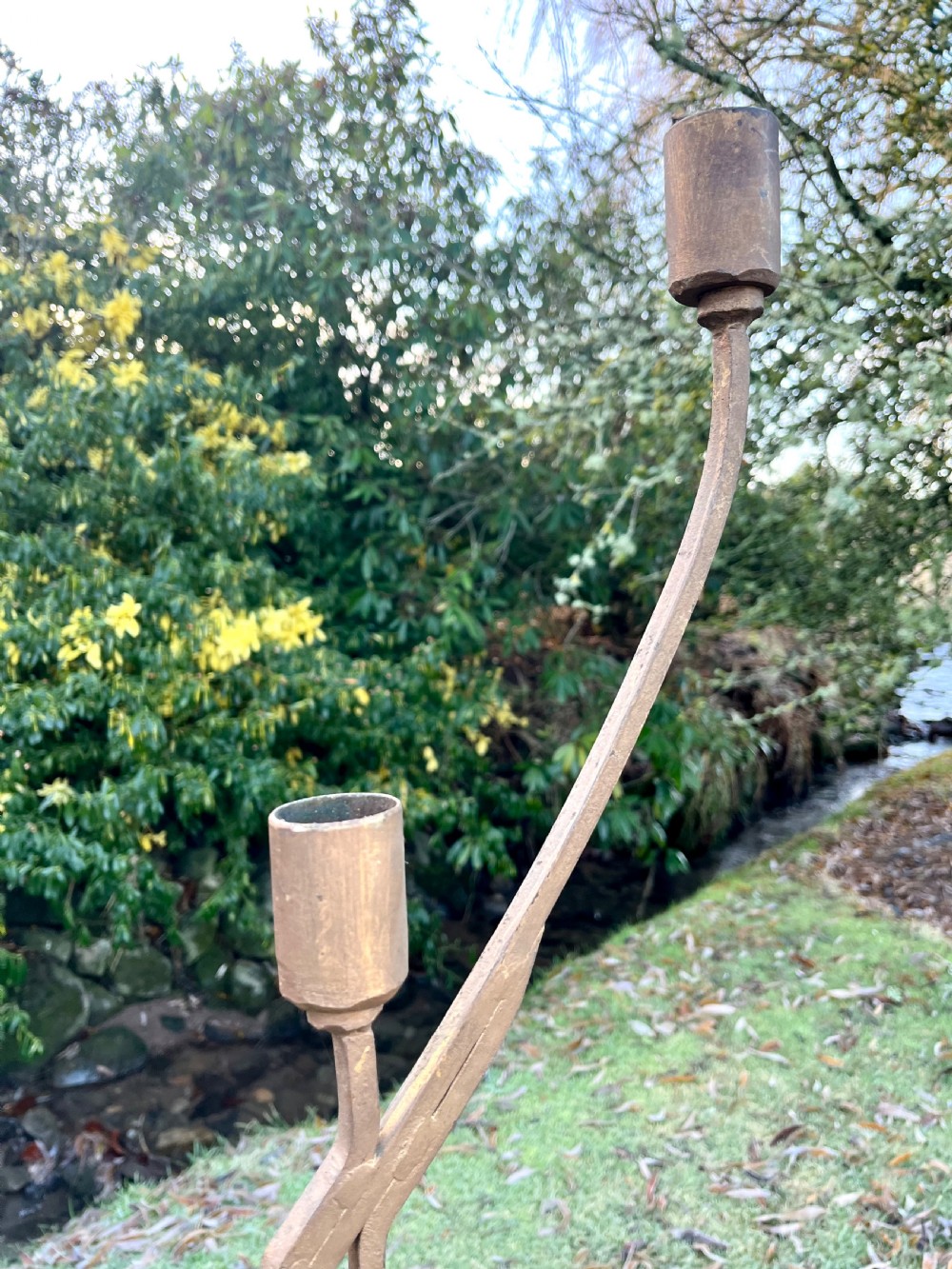 Eight large steel candlesticks  View VIII