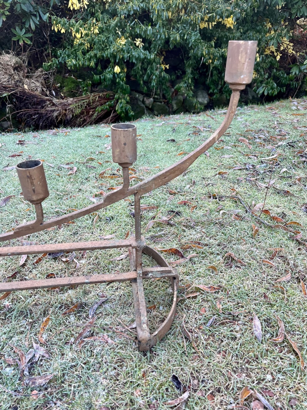 Eight large steel candlesticks  View XI