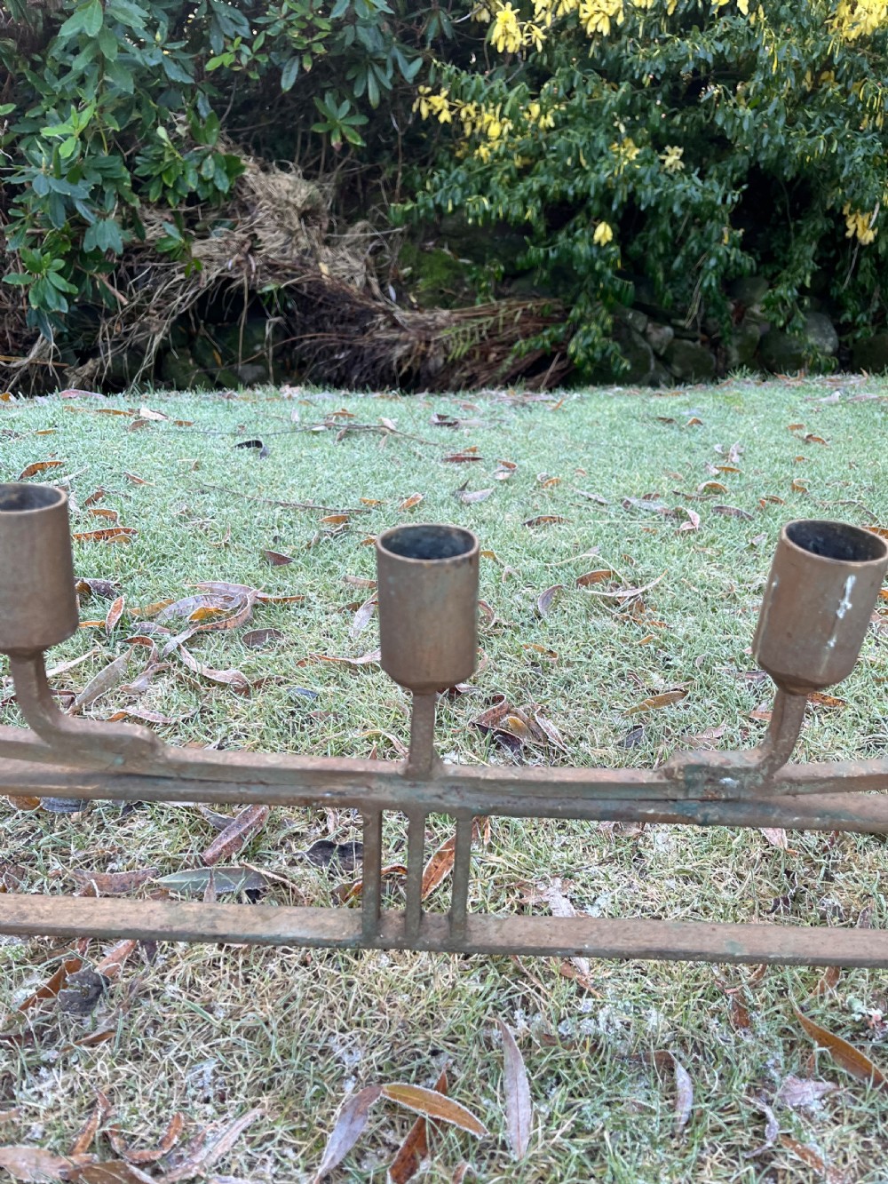 Eight large steel candlesticks  View XIII