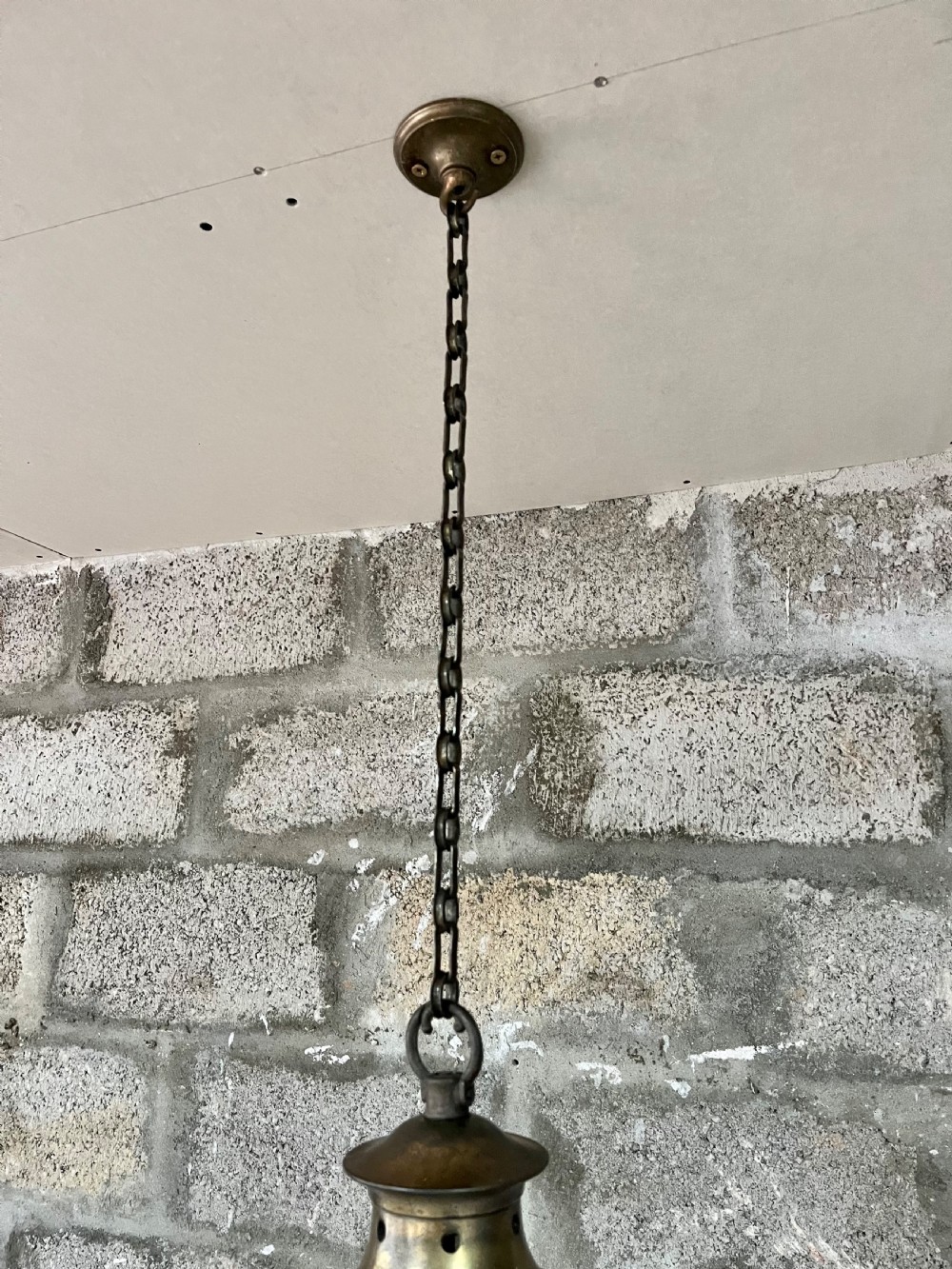 Large industrial opaline ceiling light  View II