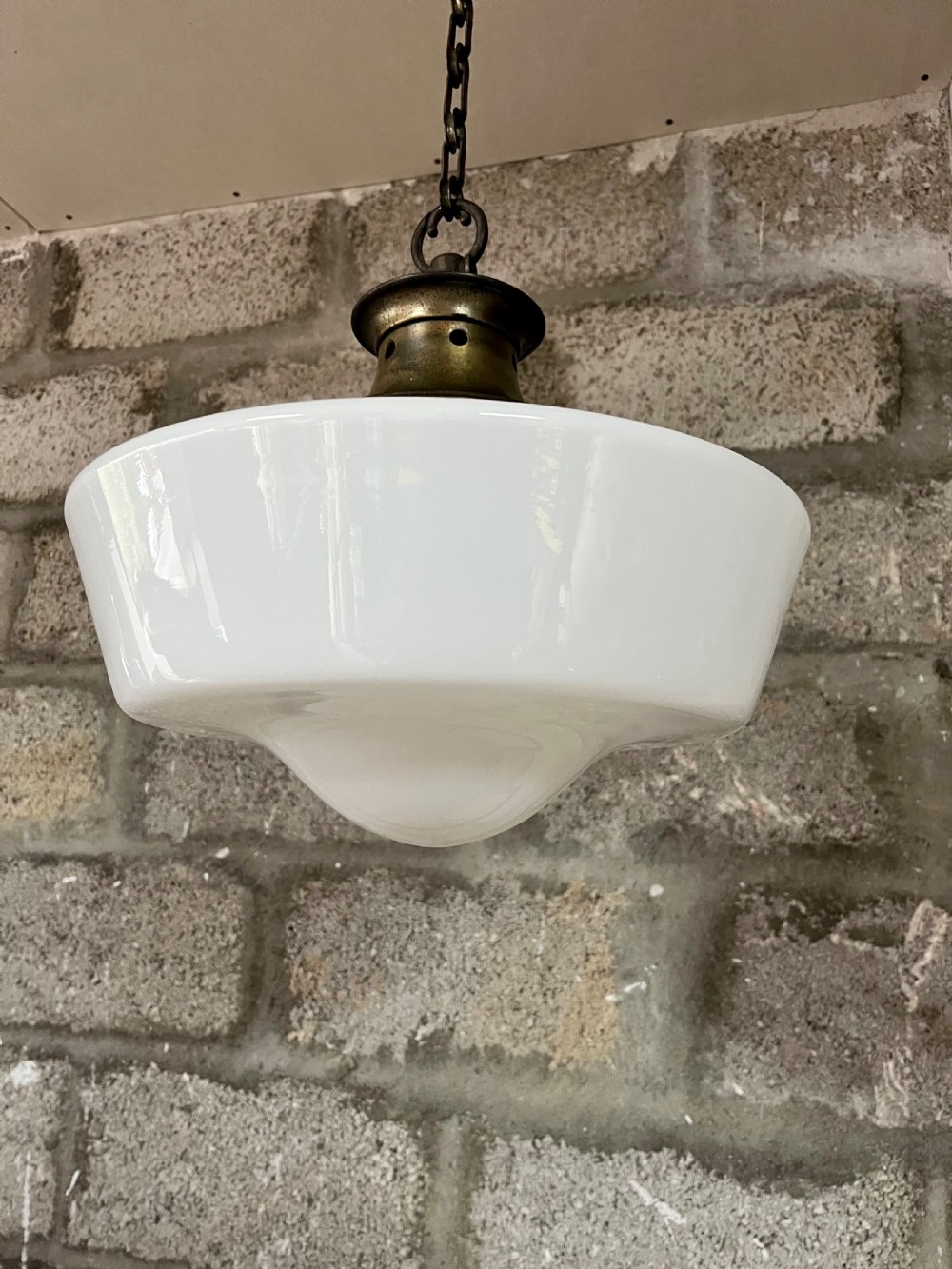 Large industrial opaline ceiling light  View VI