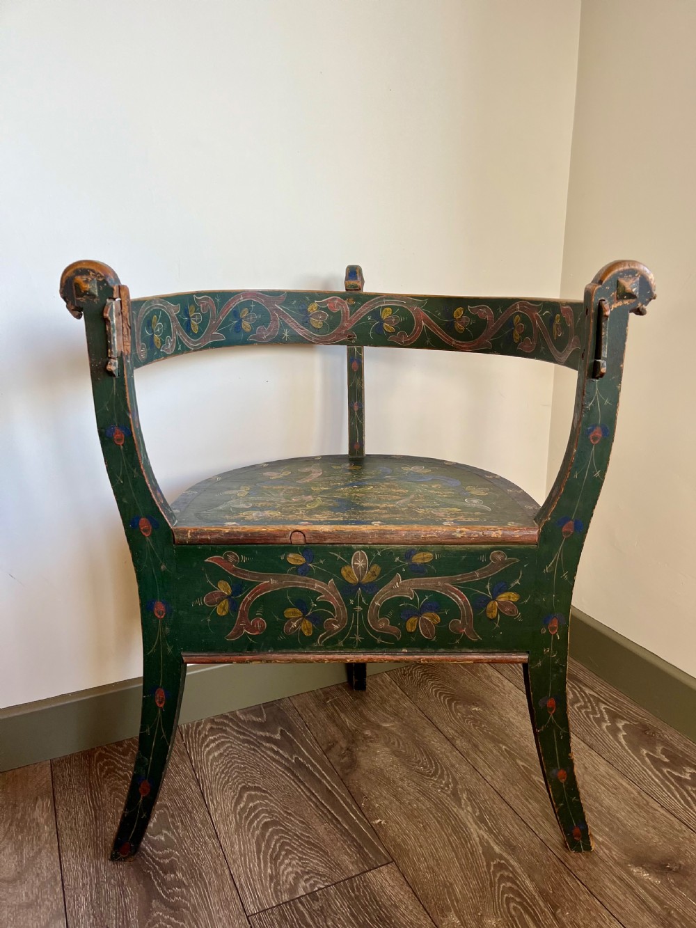 Painted folk art armchair 