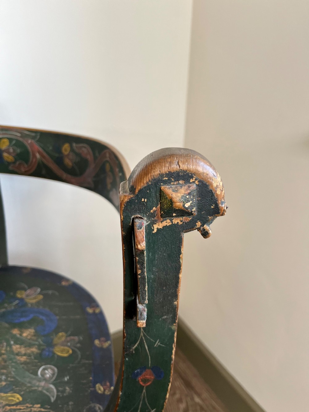 Painted folk art armchair  View II