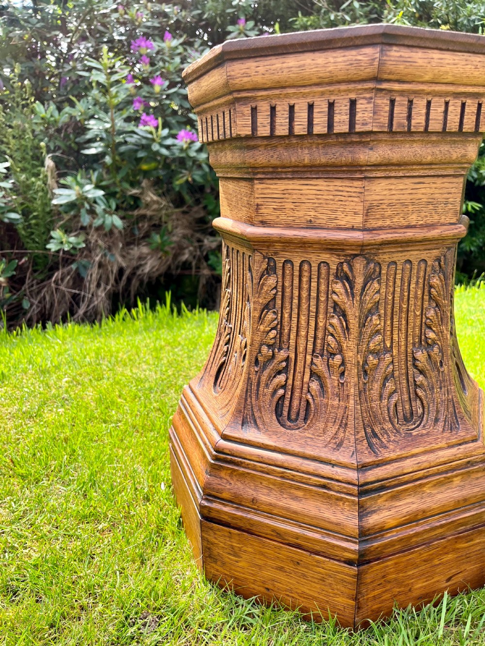 Oak pedestal plant stand View III