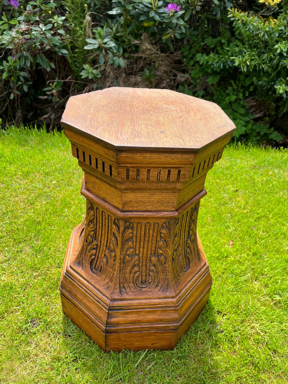 Oak pedestal plant stand View V