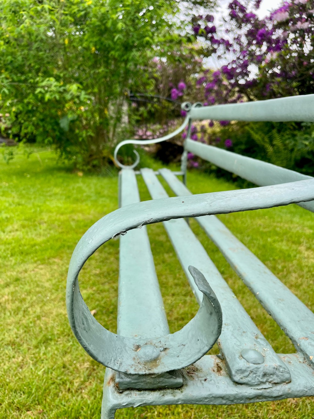 Estate made iron garden bench  View V