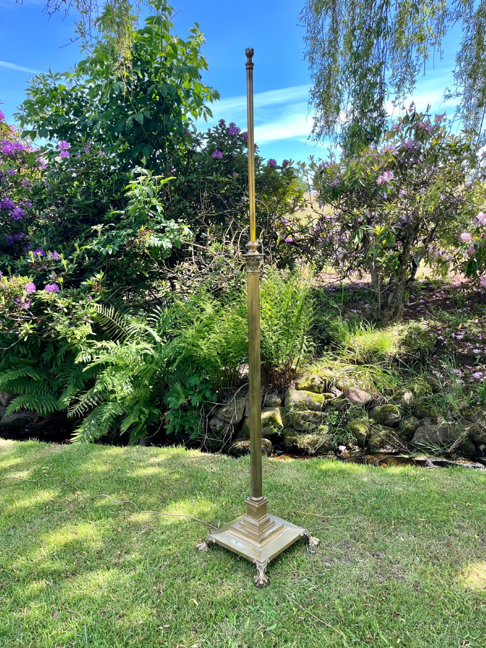 Brass Corinthian standard lamp 