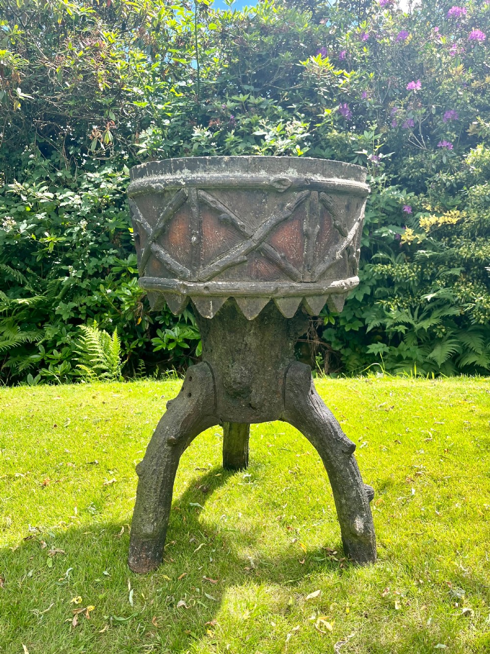 Rare Scottish faux bois garden planter