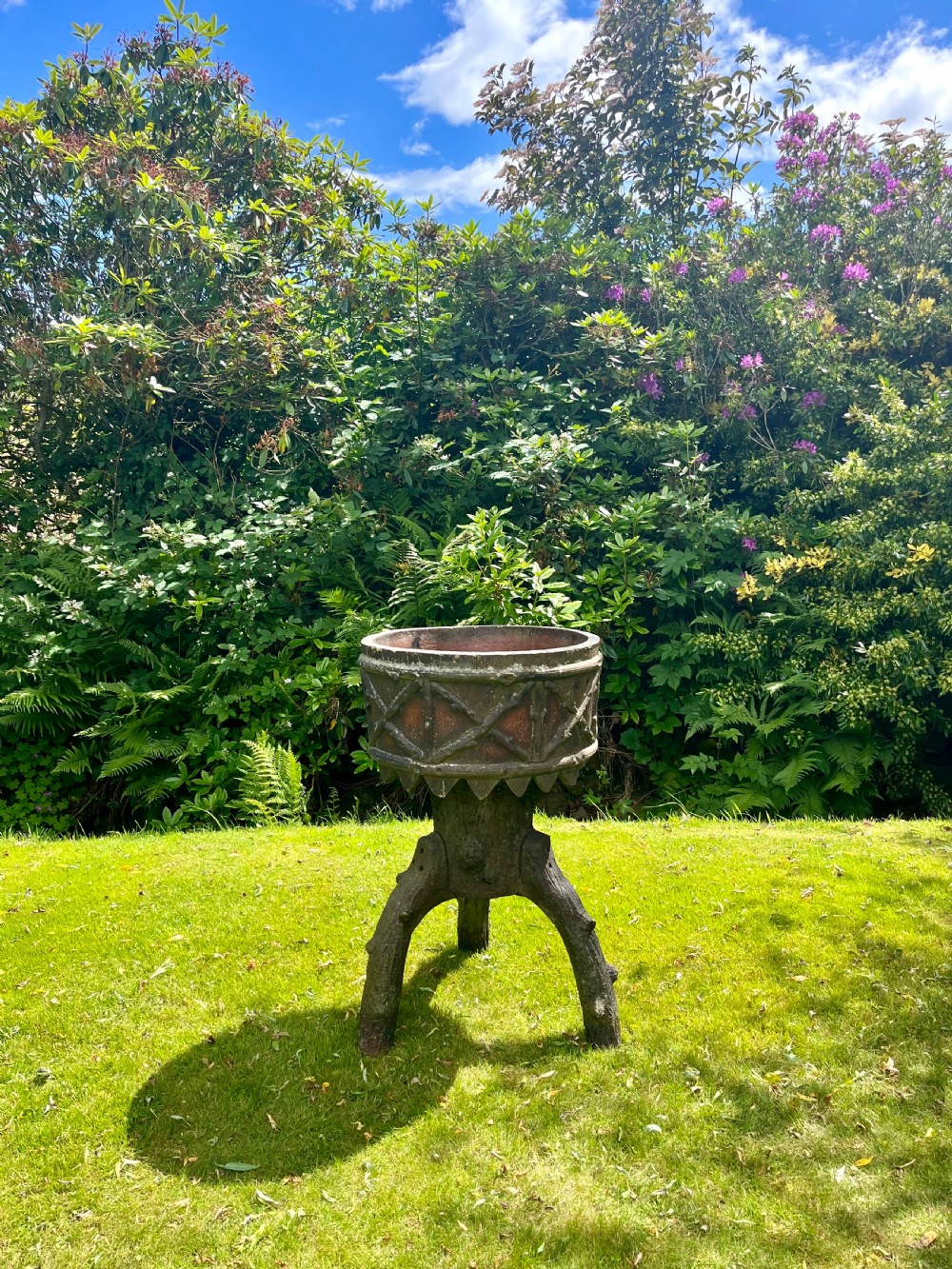 Rare Scottish faux bois garden planter View XIII