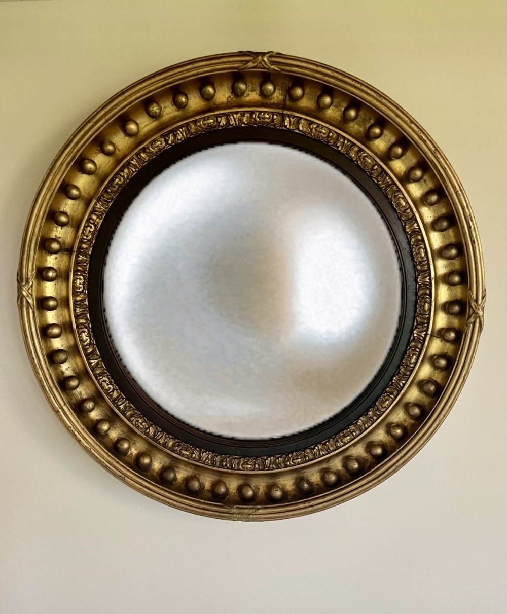 Large gilt convex mirror 