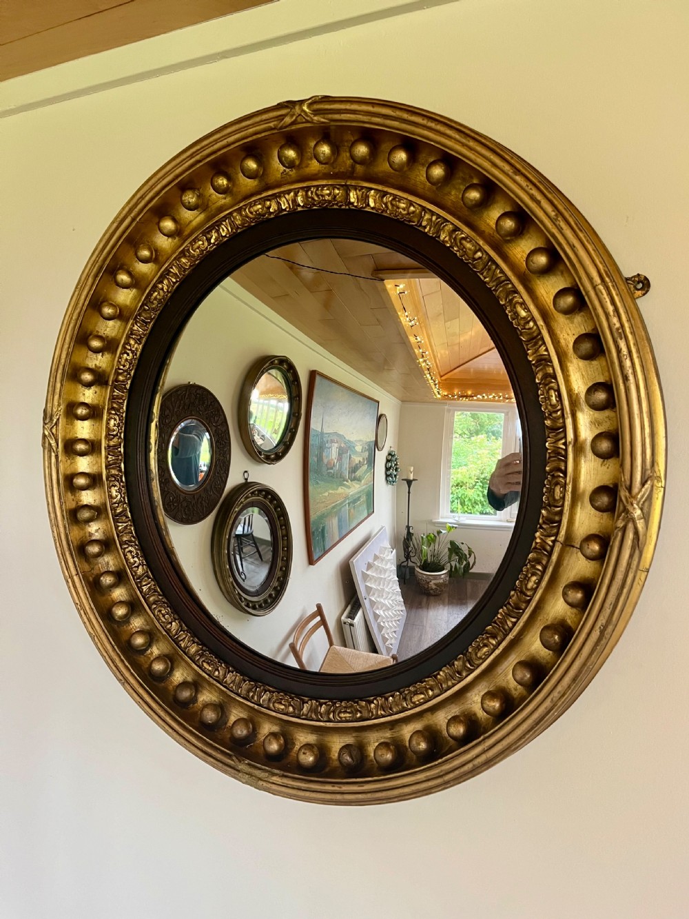 Large gilt convex mirror  View II