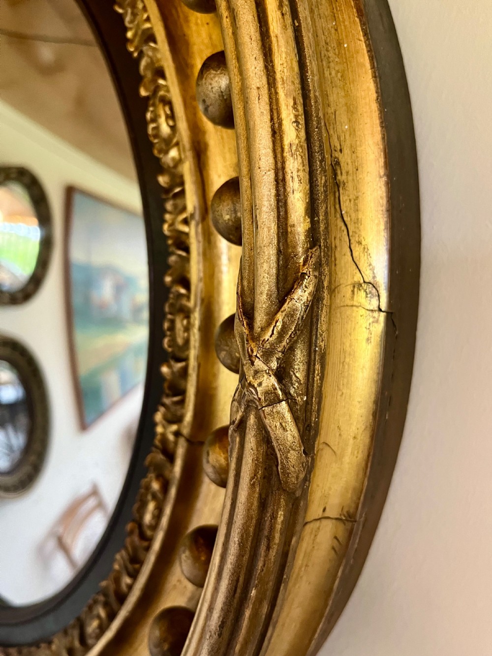Large gilt convex mirror  View V