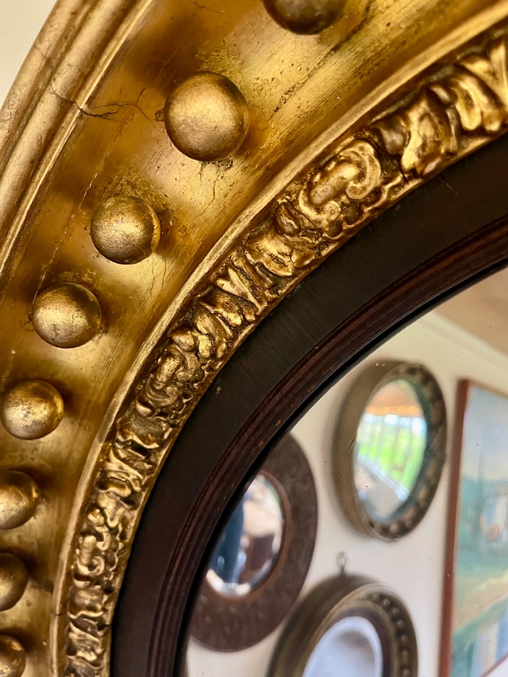 Large gilt convex mirror  View IX
