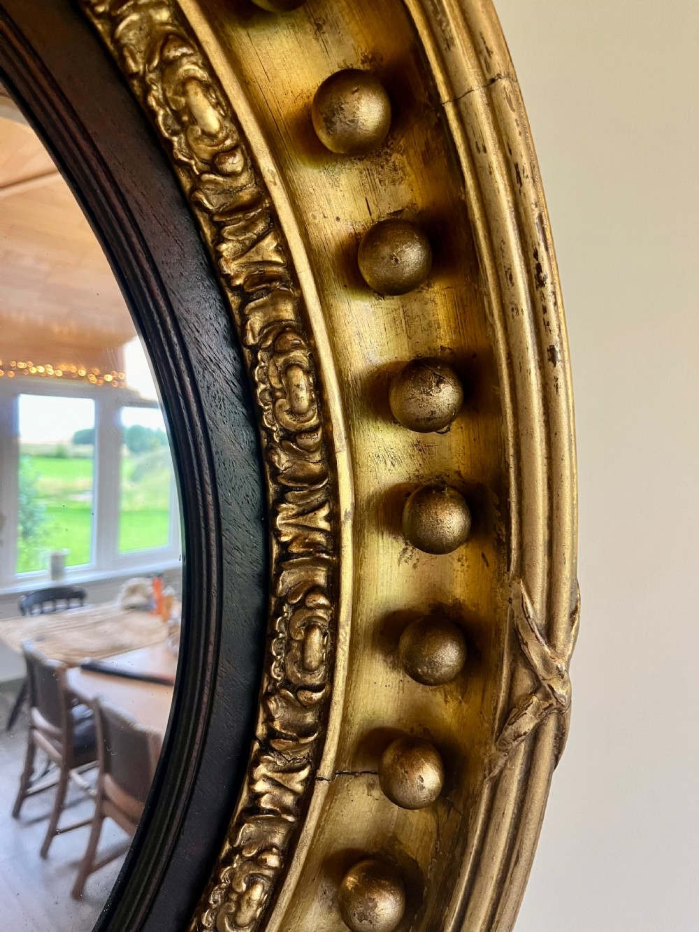 Large gilt convex mirror  View X