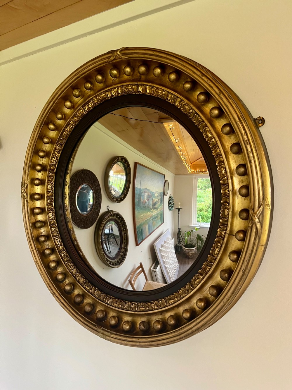 Large gilt convex mirror  View XI