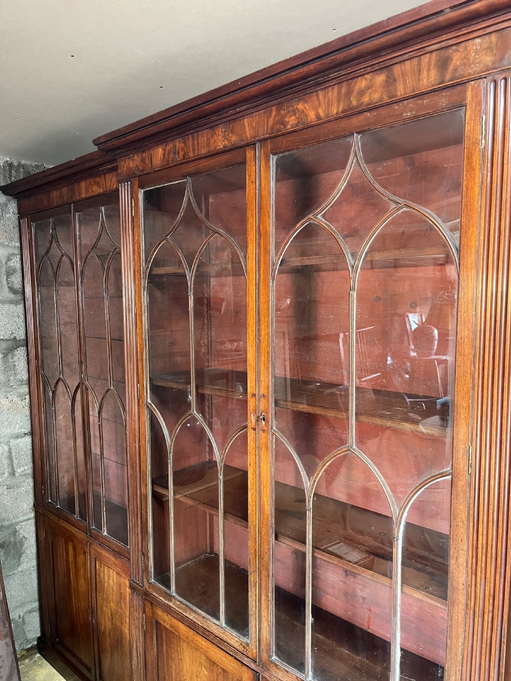 Large regency breakfront library bookcase  View V