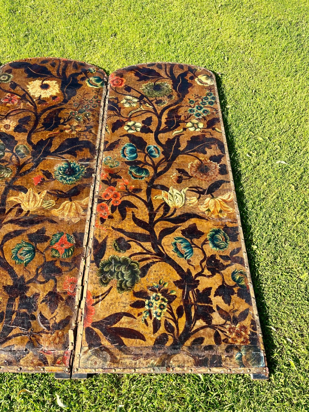 Painted leather four fold screen  View II
