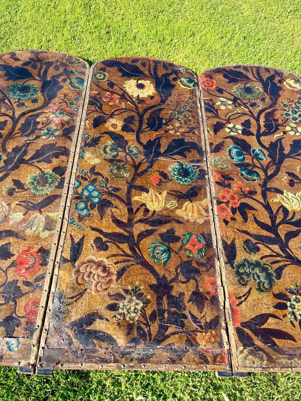 Painted leather four fold screen  View III
