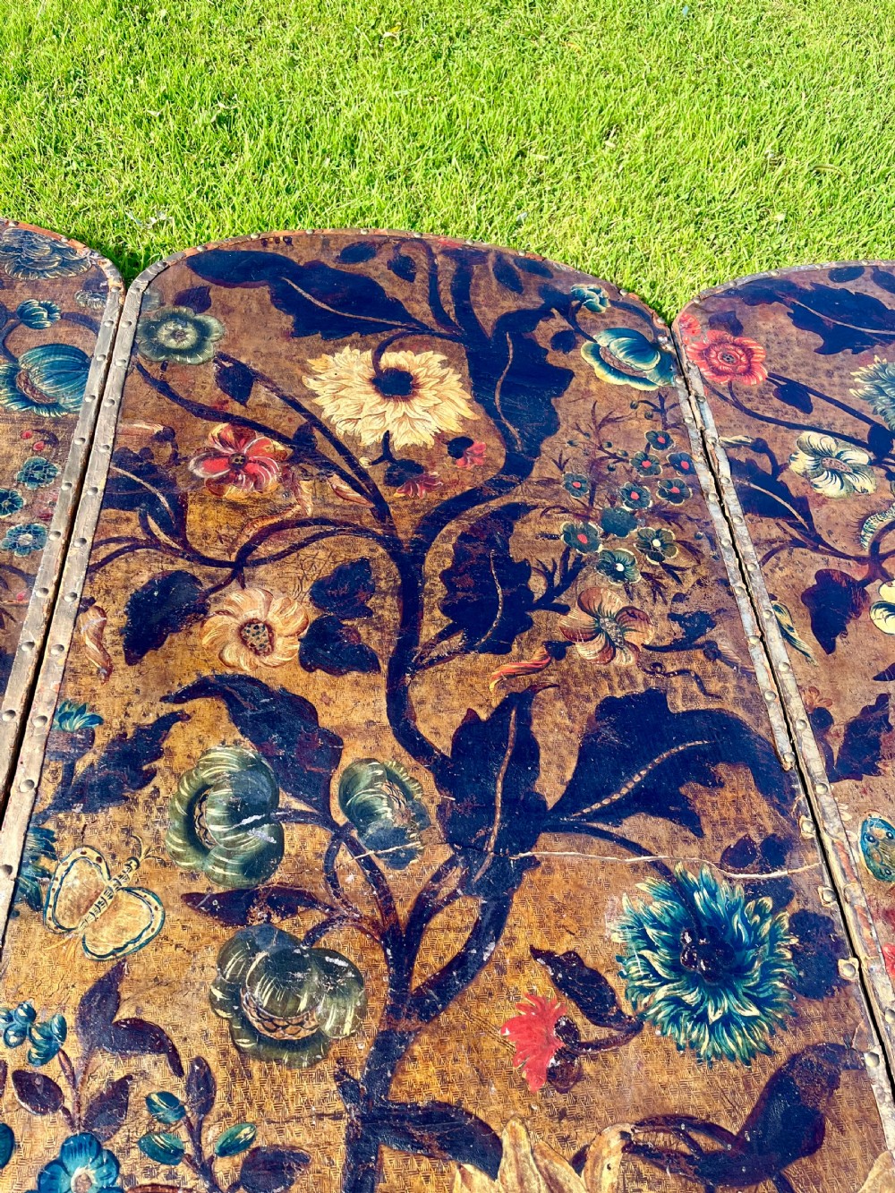 Painted leather four fold screen  View VI