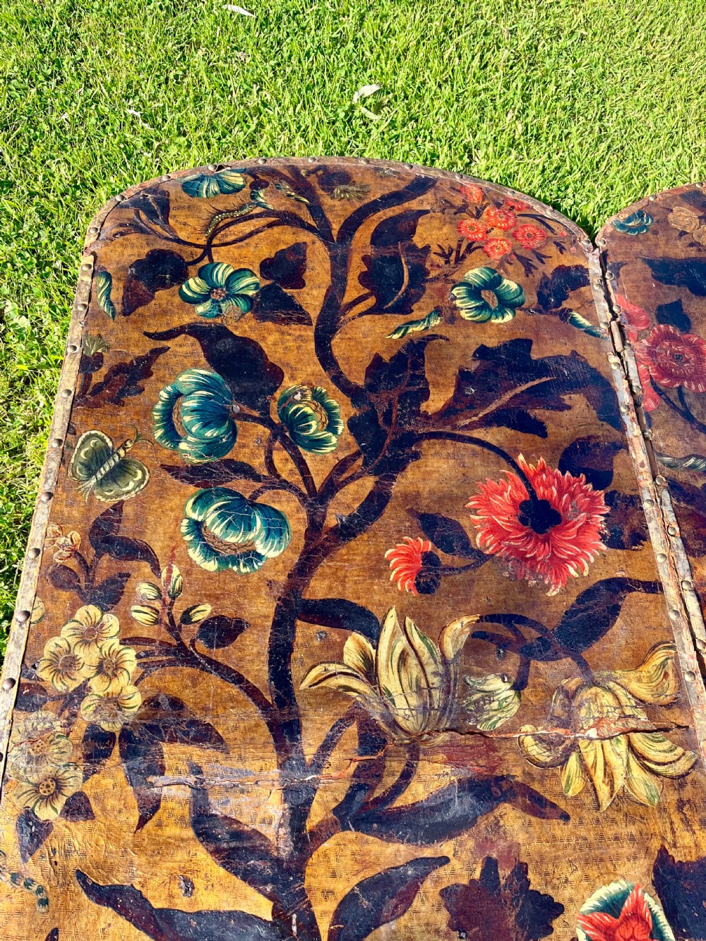 Painted leather four fold screen  View VIII