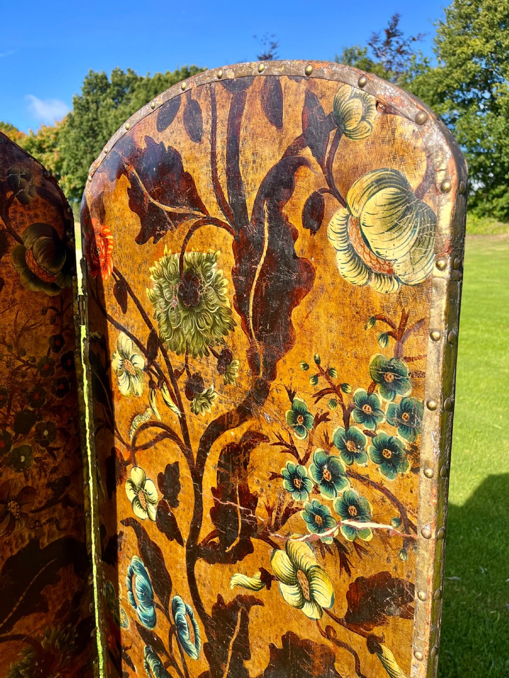 Painted leather four fold screen  View IX