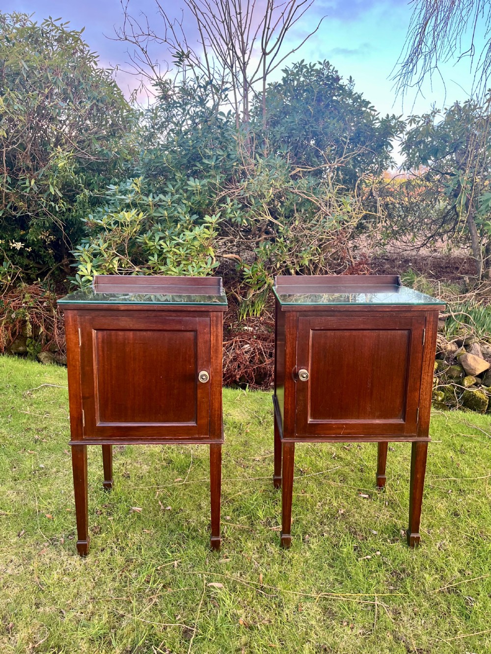 Pair mahogany bedside cabinets 