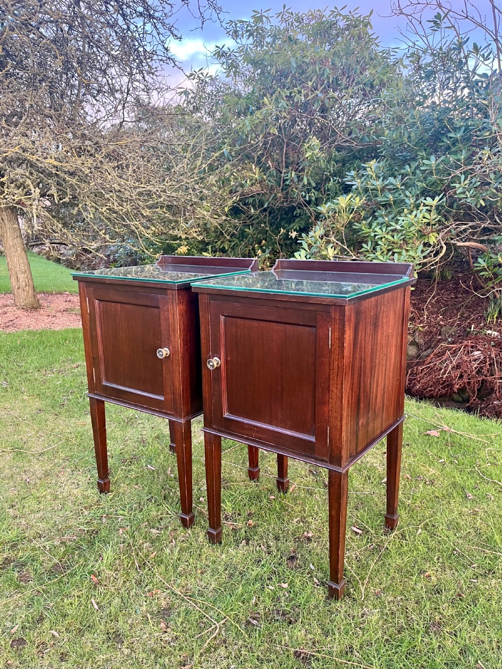 Pair mahogany bedside cabinets  View X