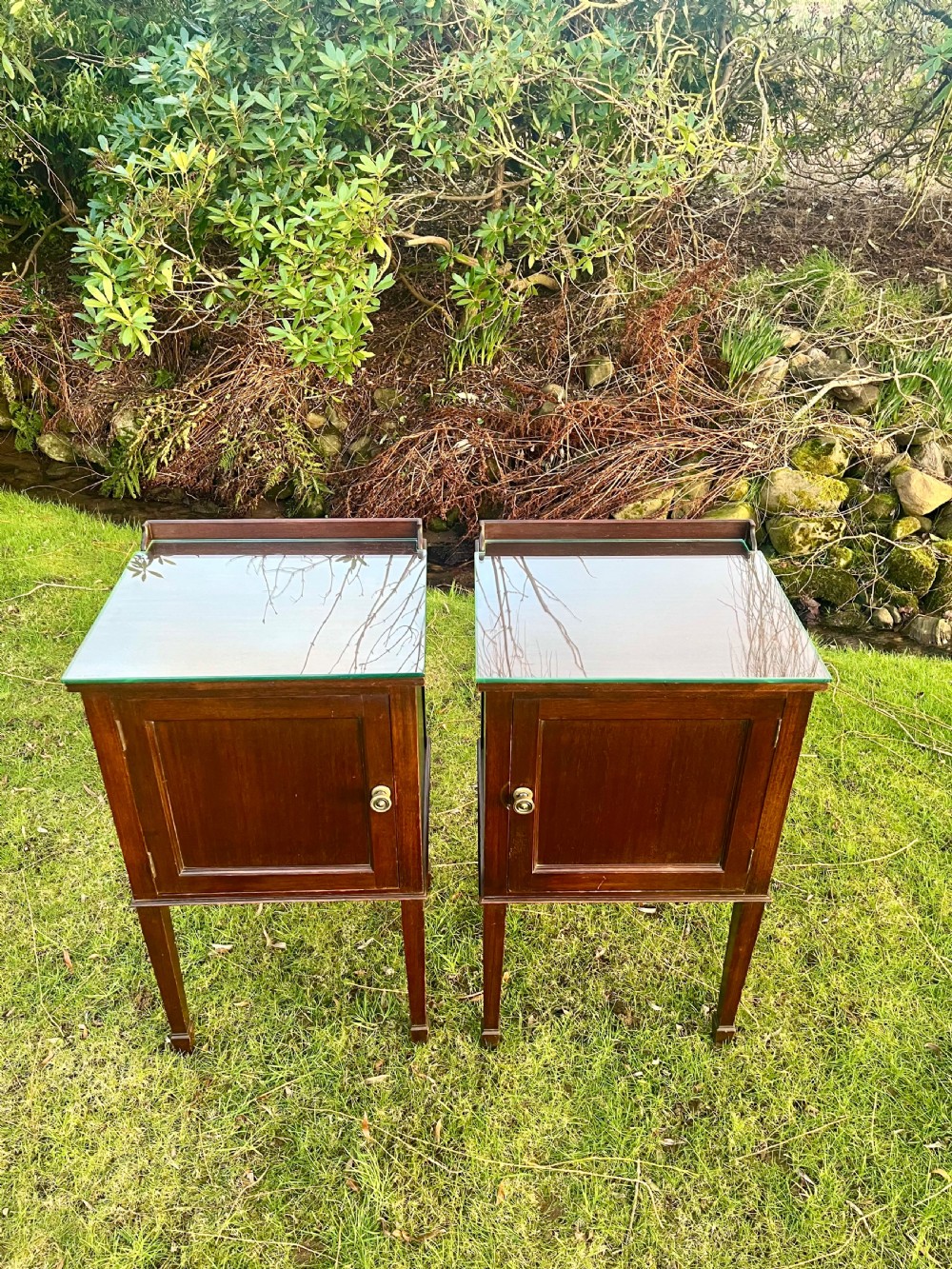 Pair mahogany bedside cabinets  View XI