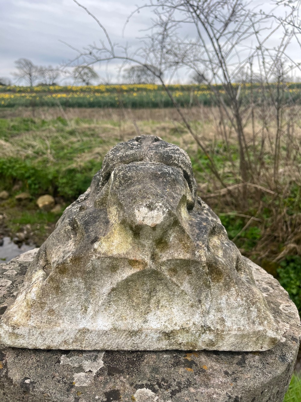Stone lion mask fountain head View VI